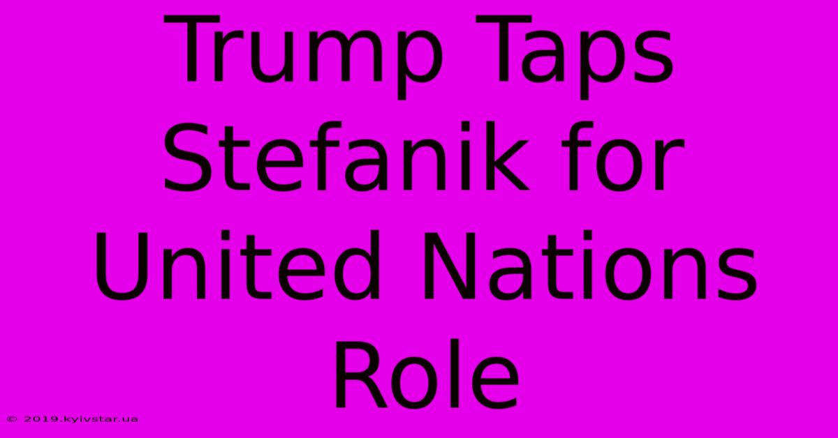 Trump Taps Stefanik For United Nations Role