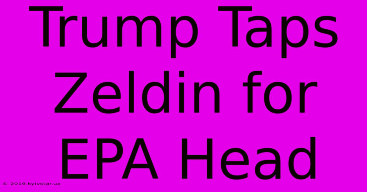 Trump Taps Zeldin For EPA Head