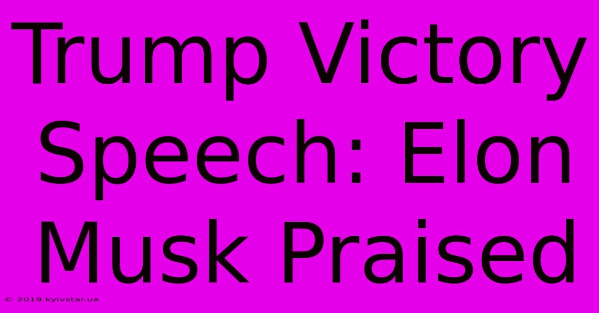 Trump Victory Speech: Elon Musk Praised