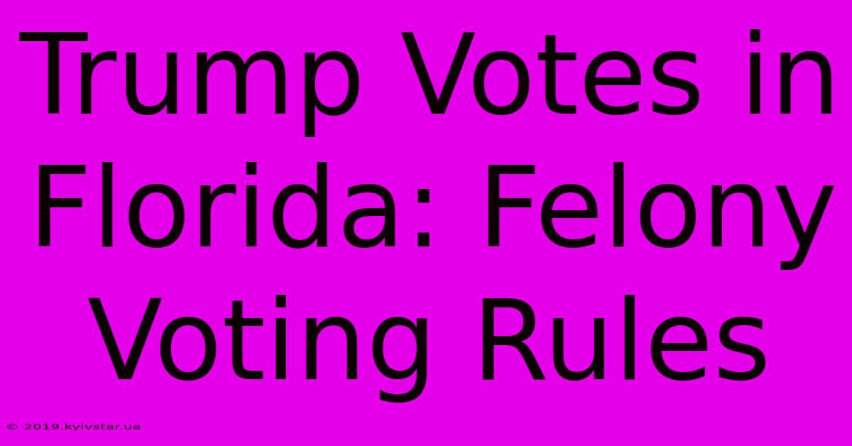 Trump Votes In Florida: Felony Voting Rules