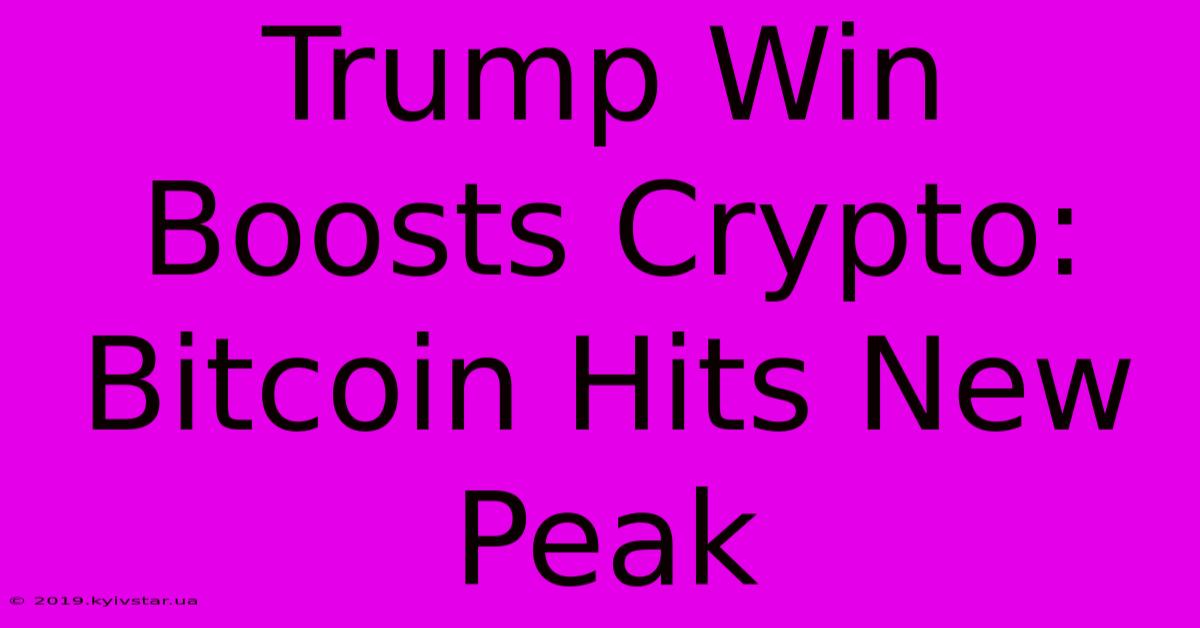 Trump Win Boosts Crypto: Bitcoin Hits New Peak