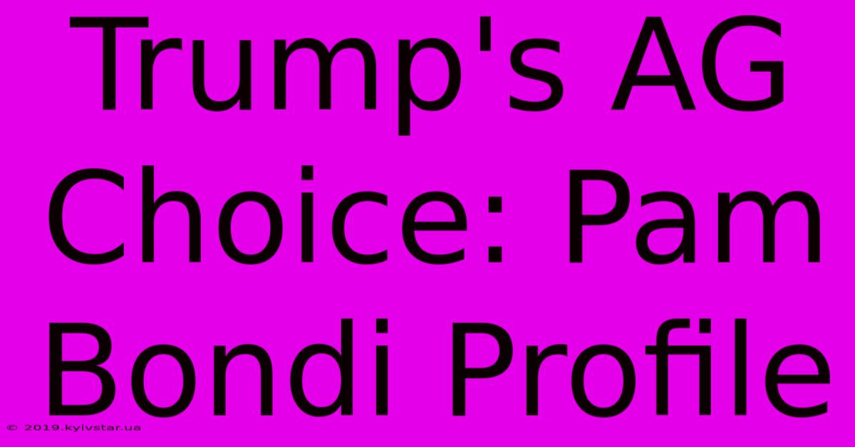 Trump's AG Choice: Pam Bondi Profile