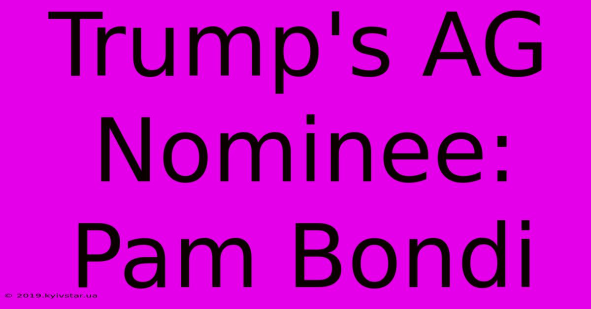 Trump's AG Nominee: Pam Bondi