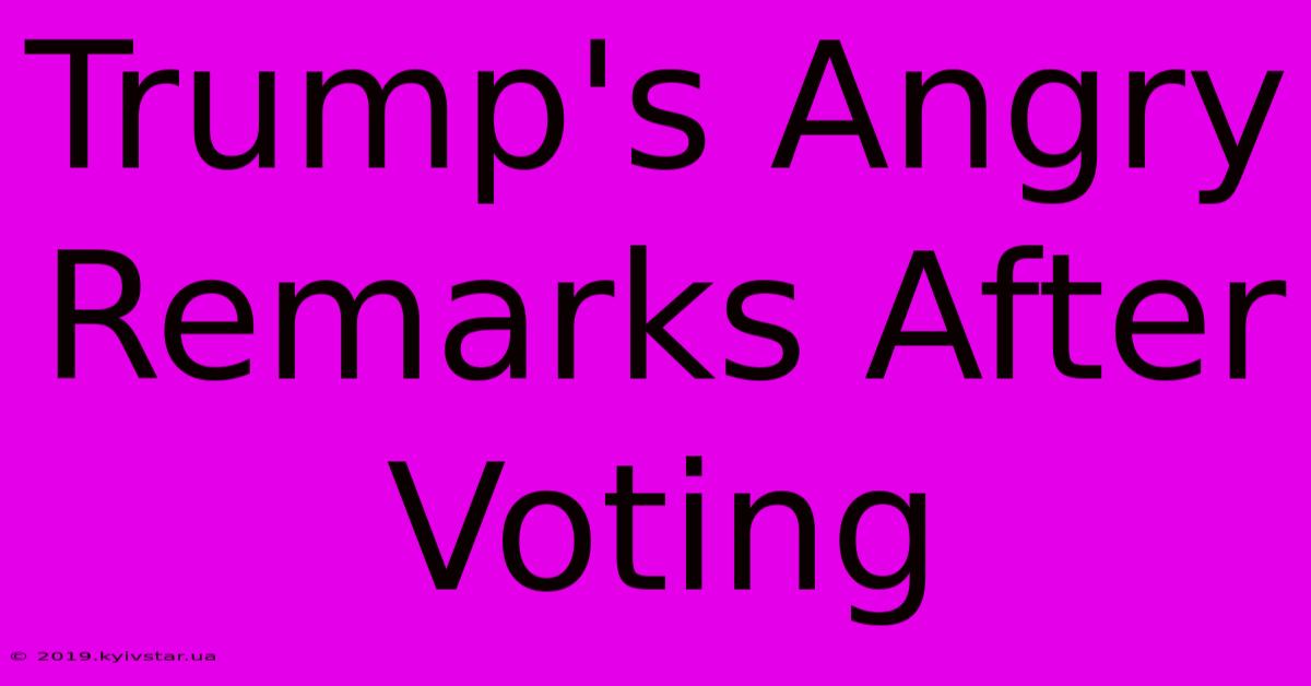 Trump's Angry Remarks After Voting