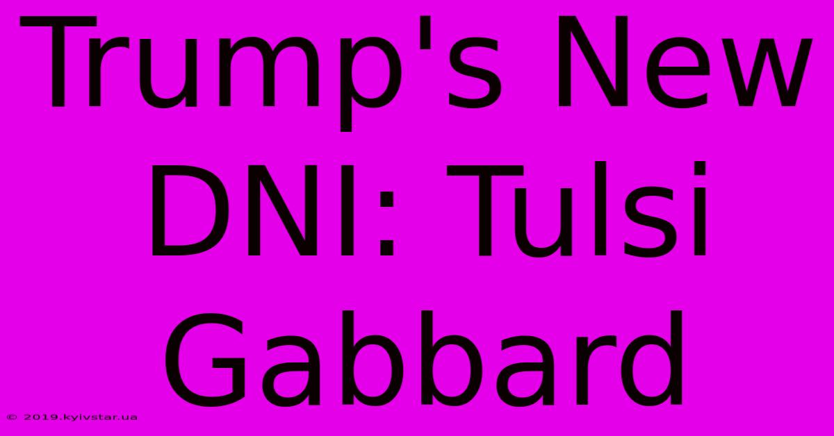 Trump's New DNI: Tulsi Gabbard 