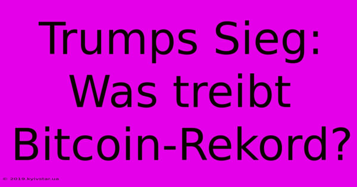 Trumps Sieg: Was Treibt Bitcoin-Rekord?