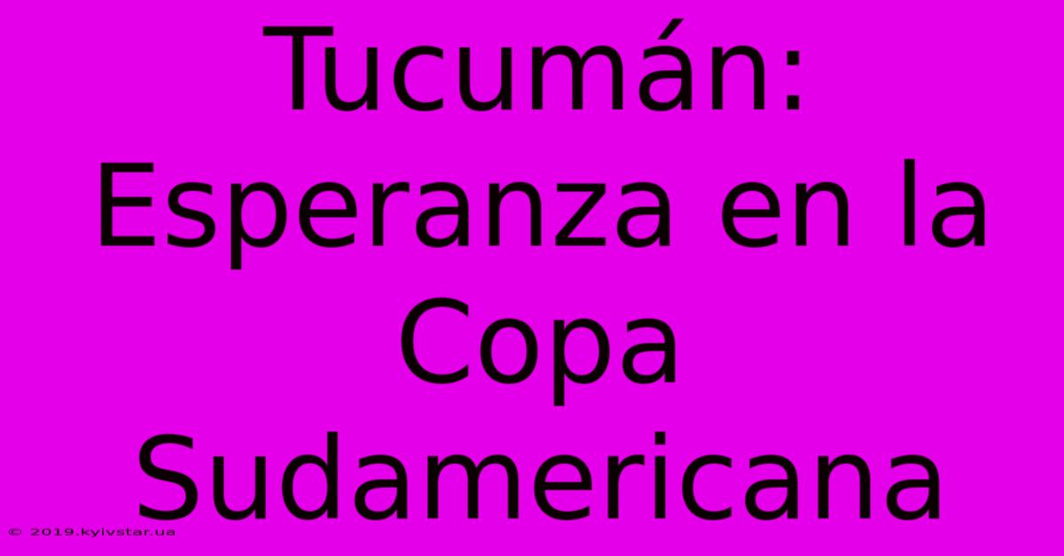 Tucumán: Esperanza En La Copa Sudamericana