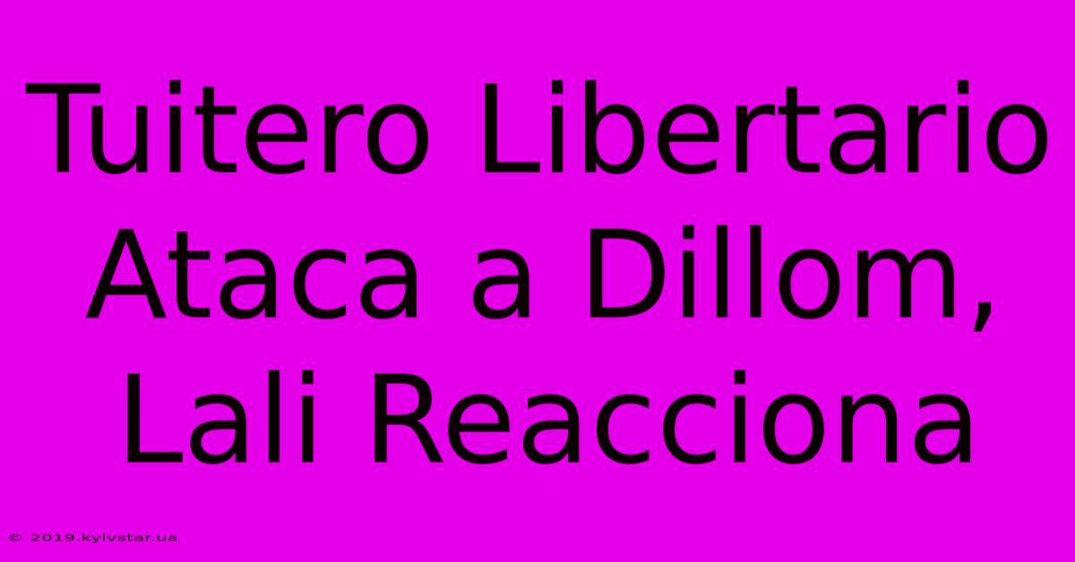 Tuitero Libertario Ataca A Dillom, Lali Reacciona