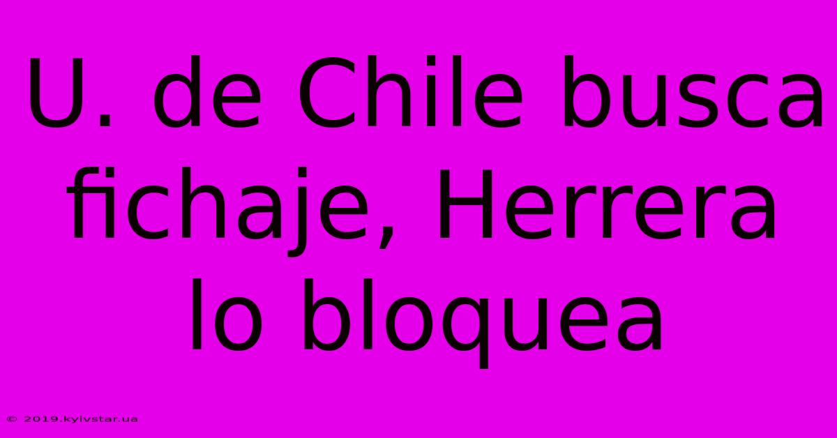 U. De Chile Busca Fichaje, Herrera Lo Bloquea