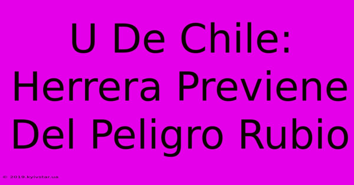 U De Chile: Herrera Previene Del Peligro Rubio