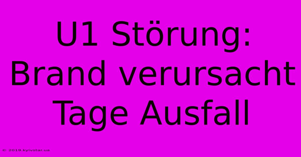 U1 Störung: Brand Verursacht Tage Ausfall