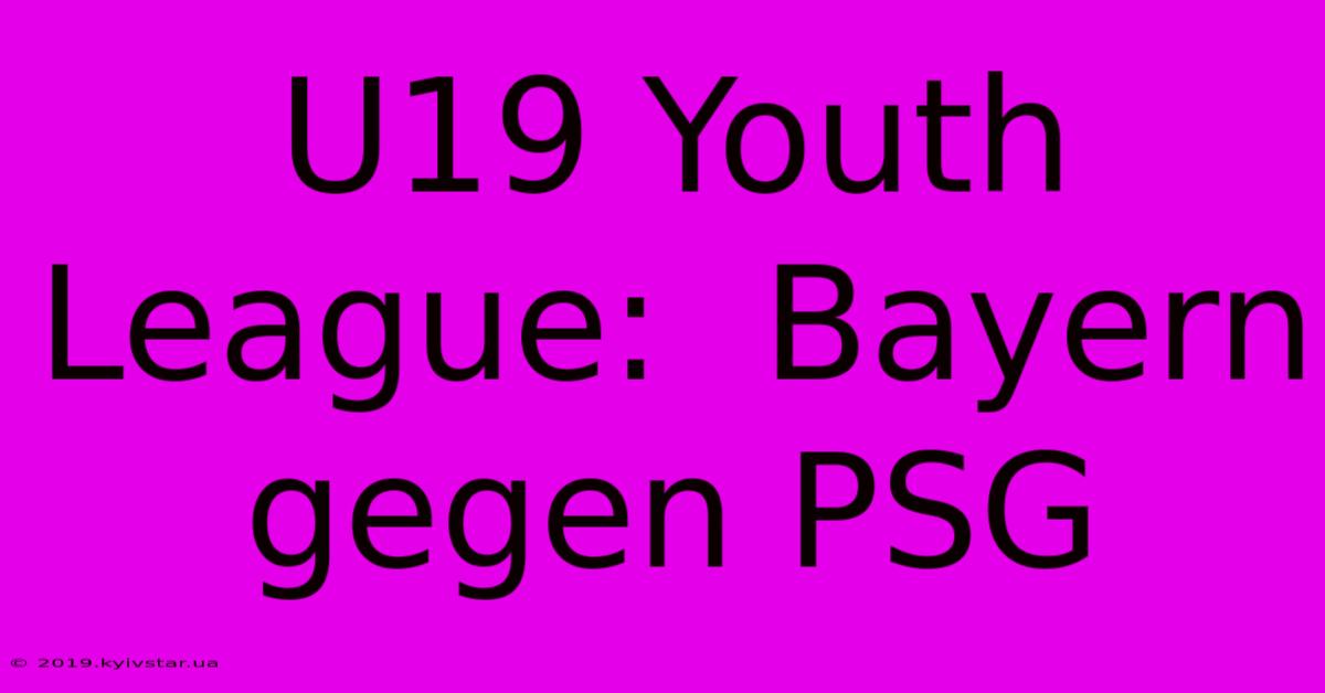 U19 Youth League:  Bayern Gegen PSG