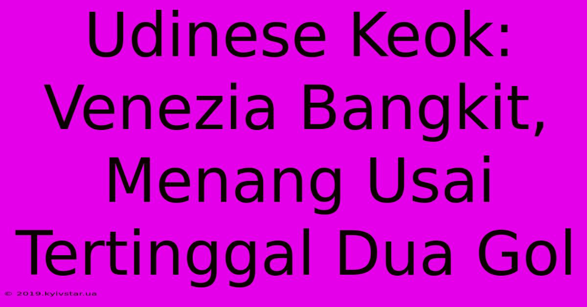 Udinese Keok: Venezia Bangkit, Menang Usai Tertinggal Dua Gol