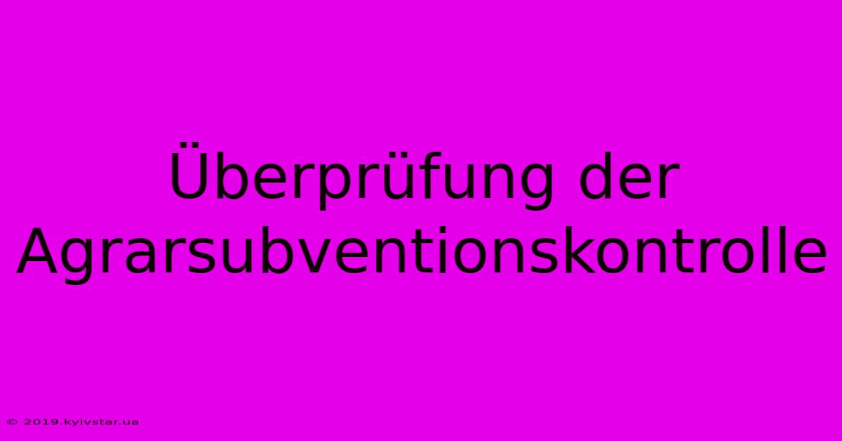 Überprüfung Der Agrarsubventionskontrolle