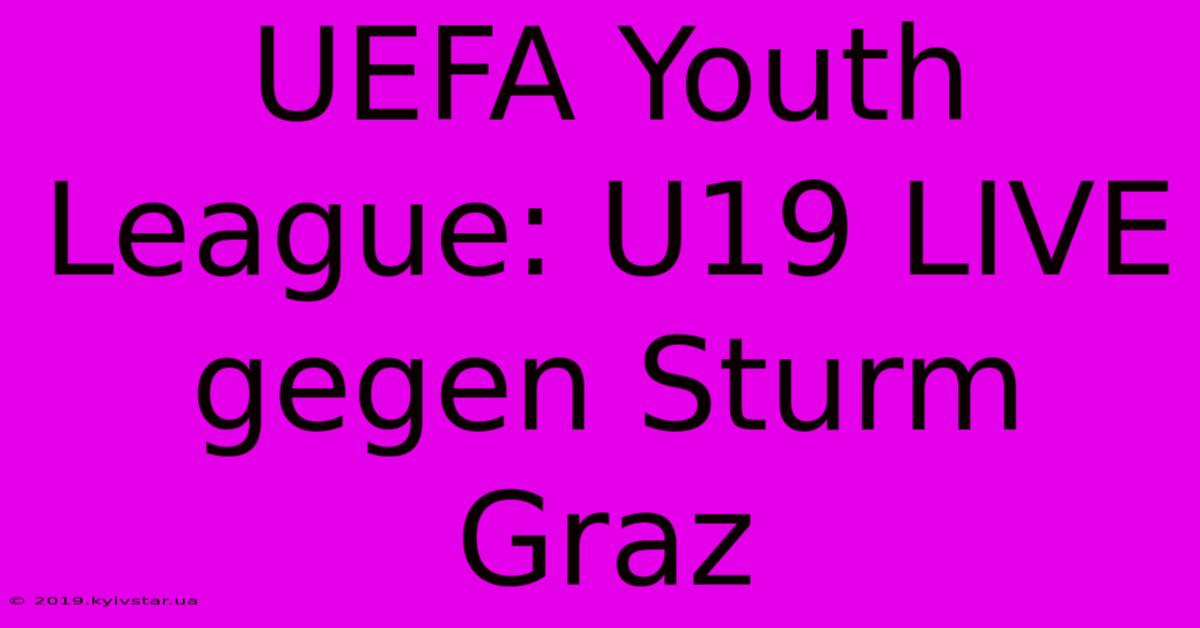 UEFA Youth League: U19 LIVE Gegen Sturm Graz