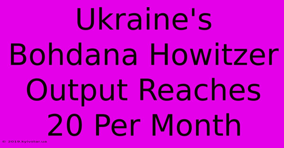 Ukraine's Bohdana Howitzer Output Reaches 20 Per Month