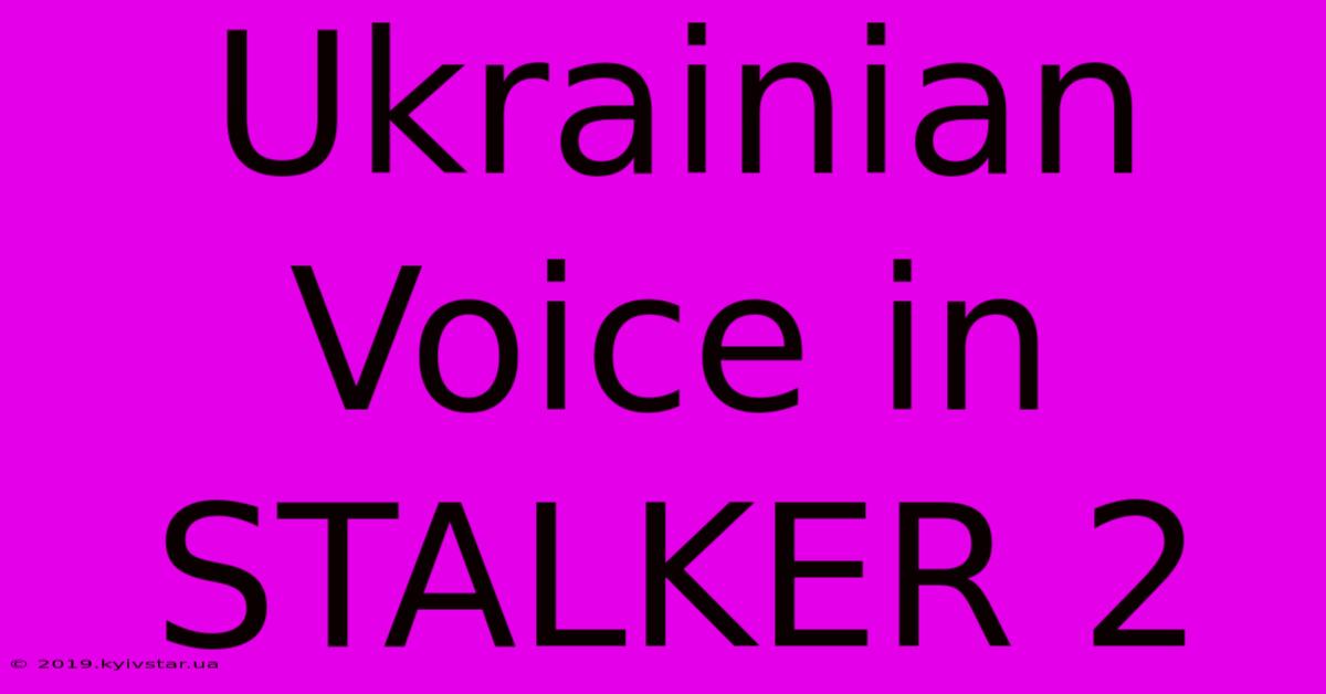 Ukrainian Voice In STALKER 2