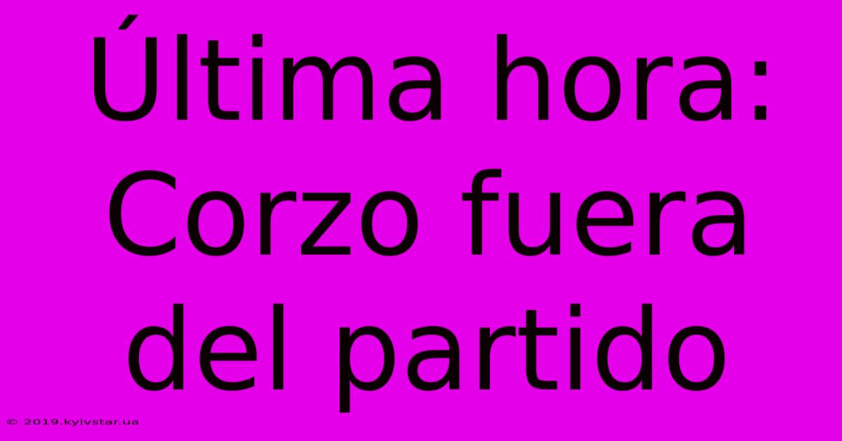 Última Hora: Corzo Fuera Del Partido