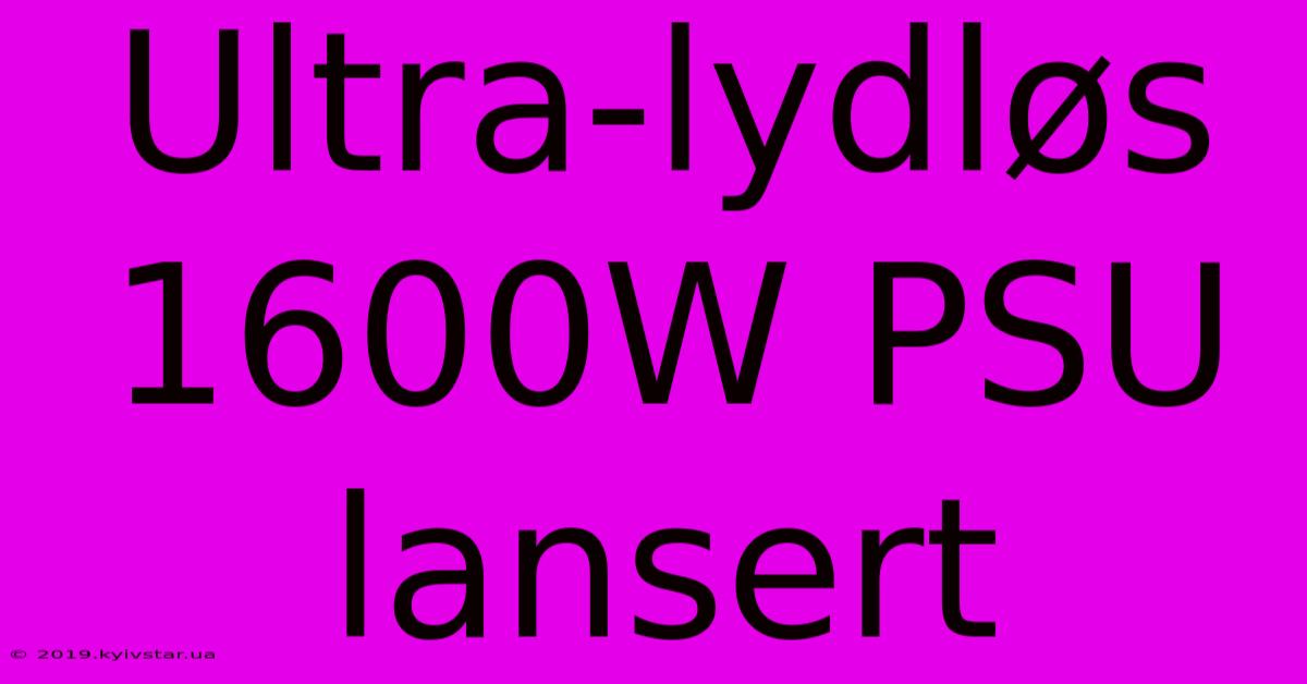 Ultra-lydløs 1600W PSU Lansert