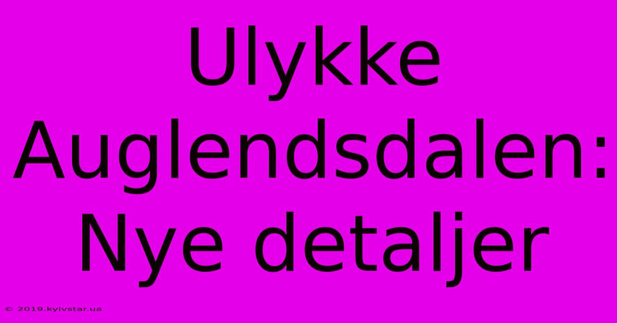 Ulykke Auglendsdalen: Nye Detaljer