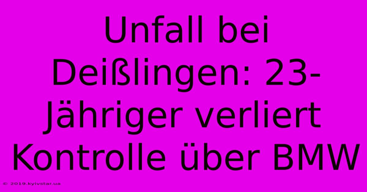 Unfall Bei Deißlingen: 23-Jähriger Verliert Kontrolle Über BMW