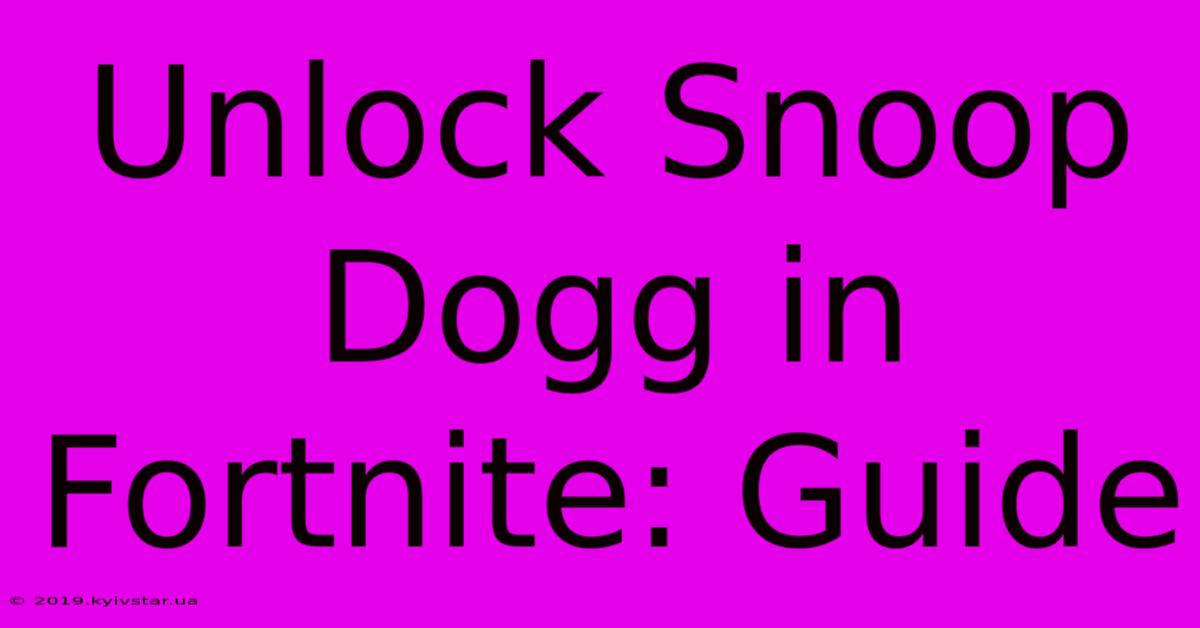 Unlock Snoop Dogg In Fortnite: Guide