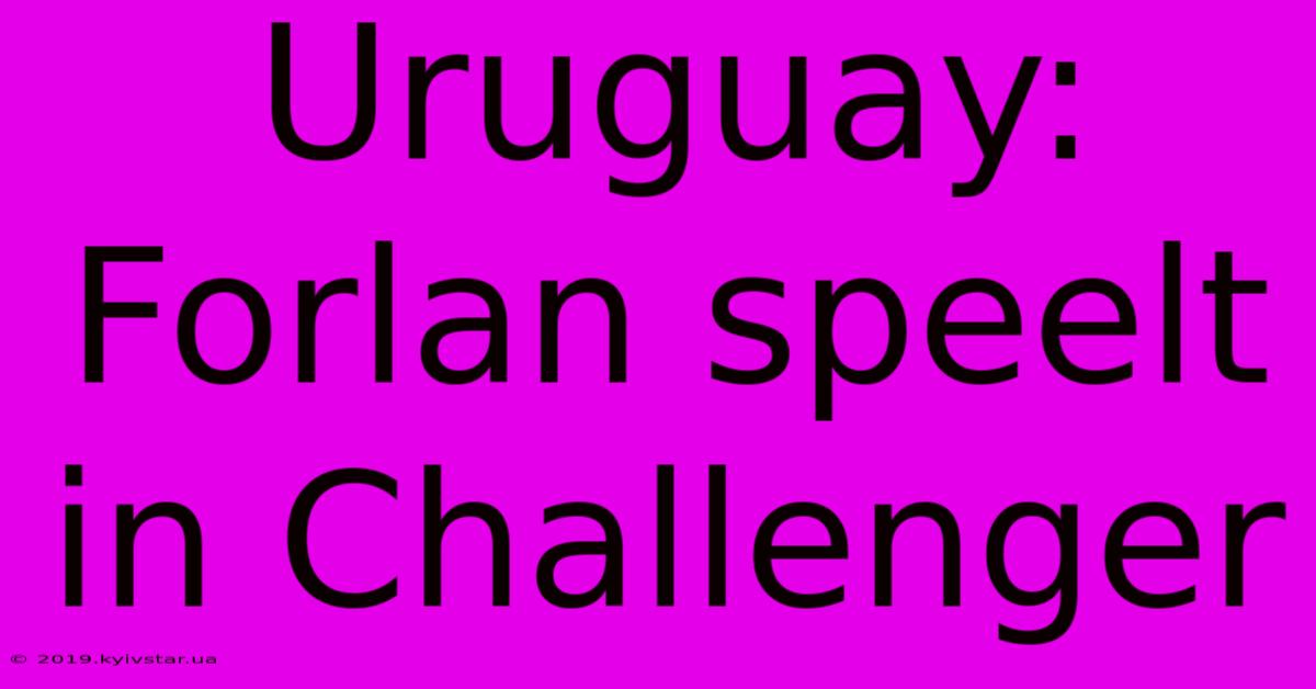 Uruguay: Forlan Speelt In Challenger