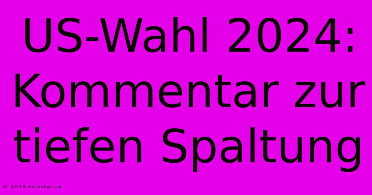 US-Wahl 2024: Kommentar Zur Tiefen Spaltung