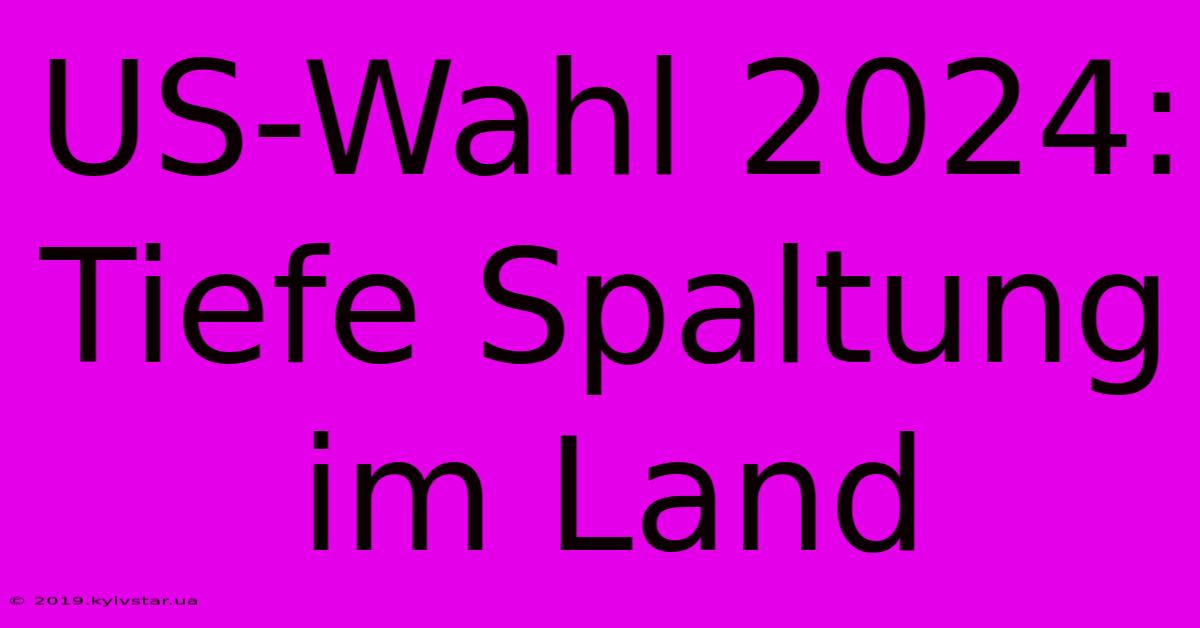 US-Wahl 2024:  Tiefe Spaltung Im Land