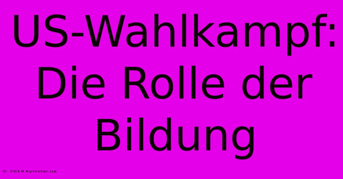 US-Wahlkampf: Die Rolle Der Bildung