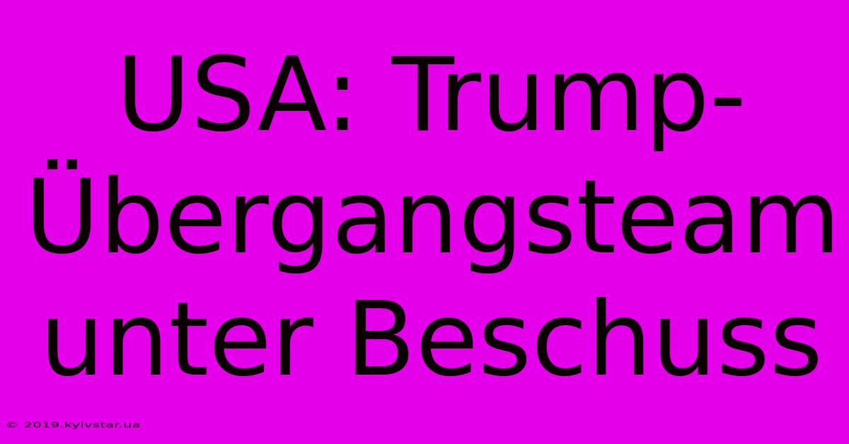 USA: Trump-Übergangsteam Unter Beschuss