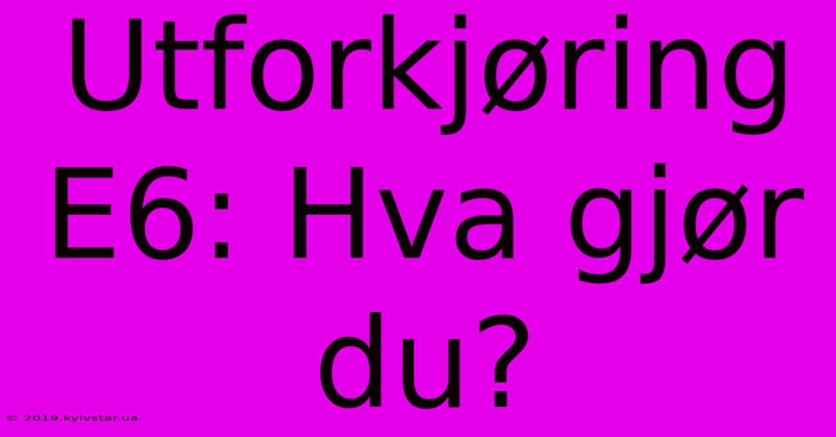 Utforkjøring E6: Hva Gjør Du?