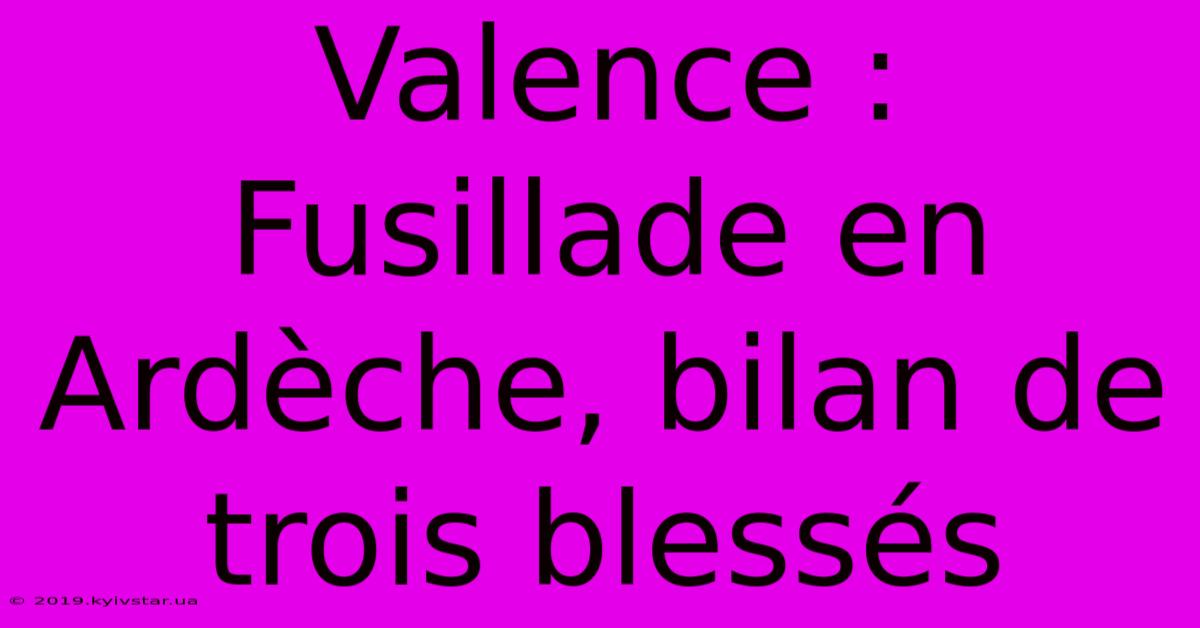 Valence : Fusillade En Ardèche, Bilan De Trois Blessés 