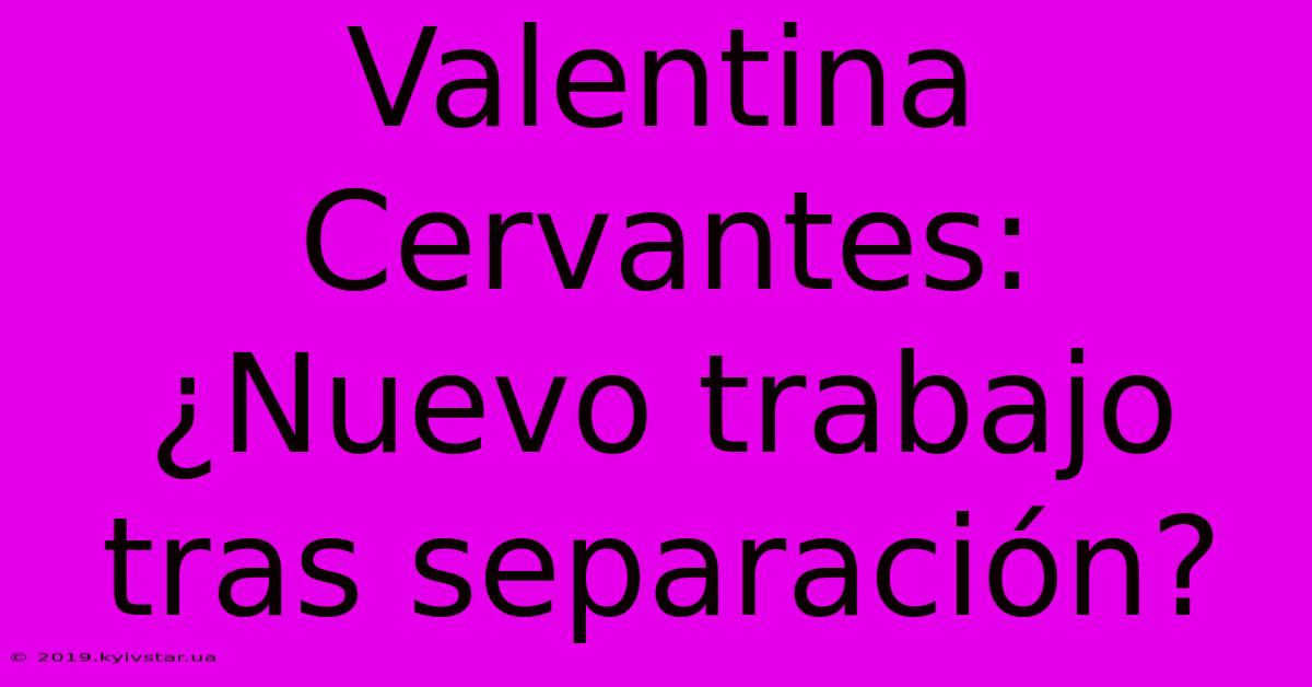 Valentina Cervantes: ¿Nuevo Trabajo Tras Separación?