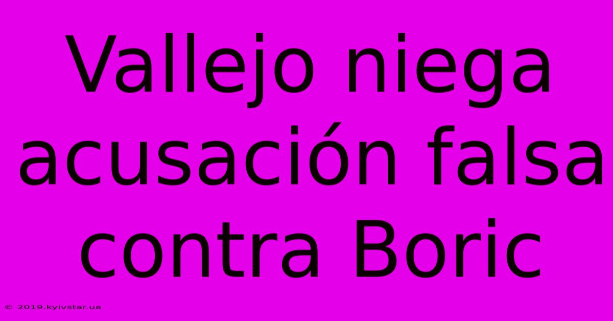 Vallejo Niega Acusación Falsa Contra Boric