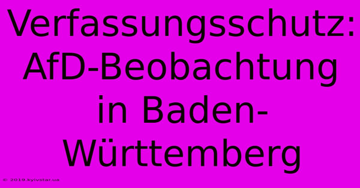 Verfassungsschutz: AfD-Beobachtung In Baden-Württemberg