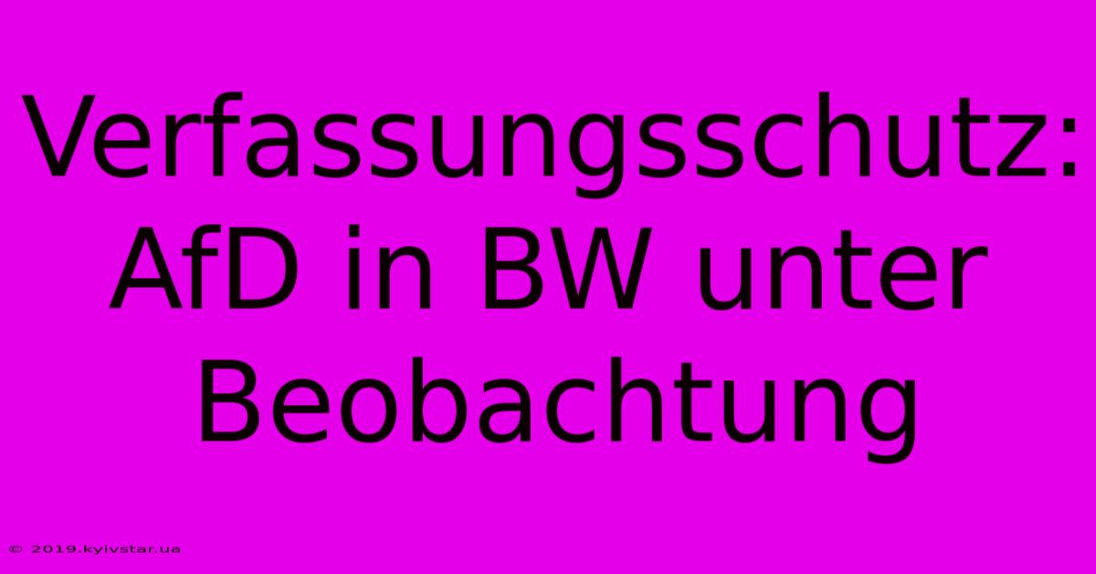 Verfassungsschutz: AfD In BW Unter Beobachtung 