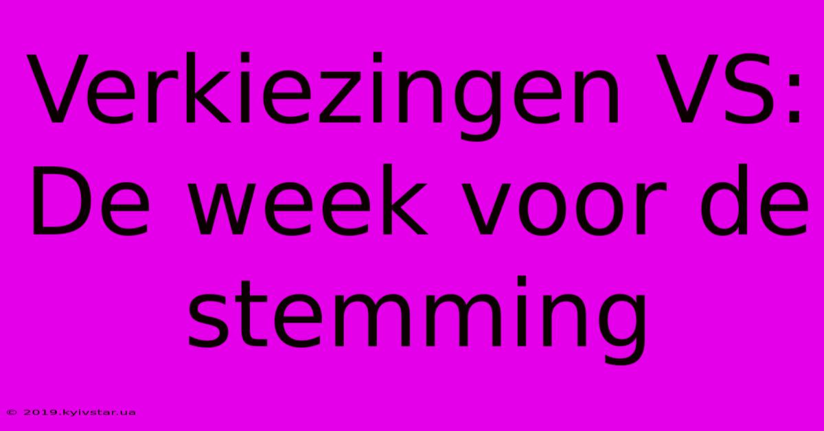 Verkiezingen VS: De Week Voor De Stemming