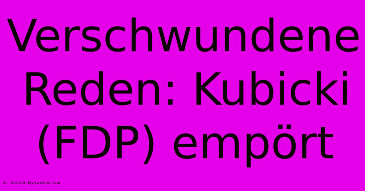 Verschwundene Reden: Kubicki (FDP) Empört