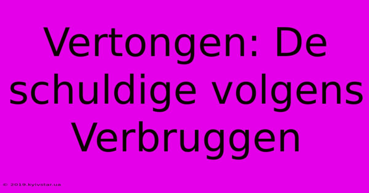 Vertongen: De Schuldige Volgens Verbruggen