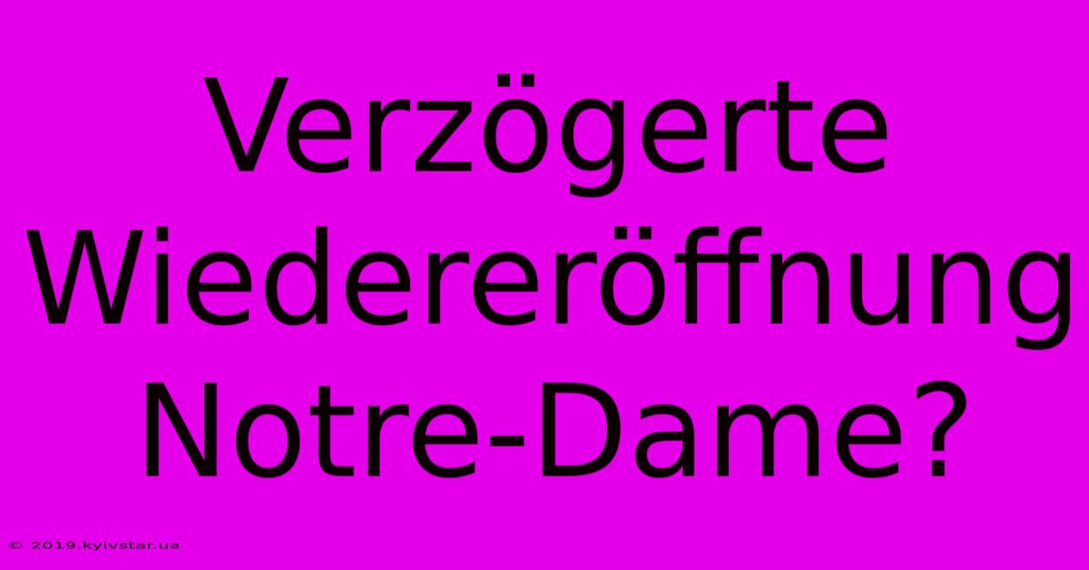 Verzögerte Wiedereröffnung Notre-Dame?