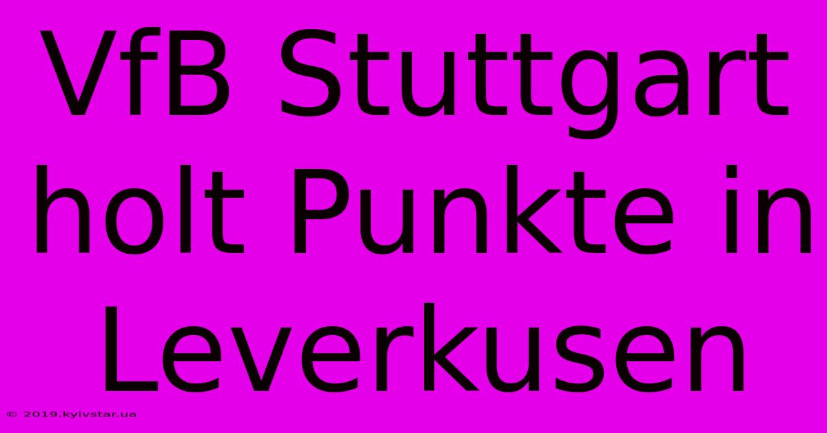 VfB Stuttgart Holt Punkte In Leverkusen