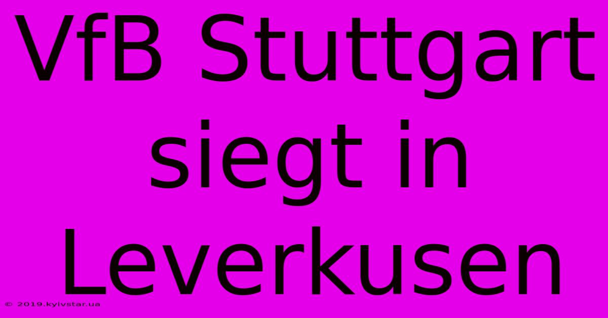 VfB Stuttgart Siegt In Leverkusen