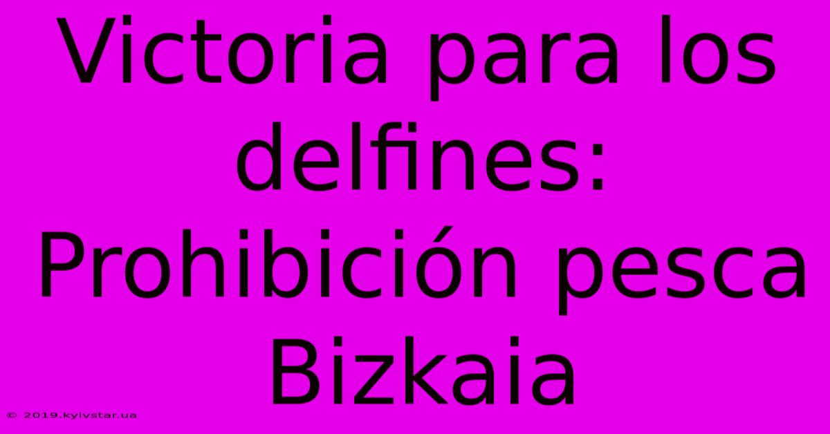 Victoria Para Los Delfines:  Prohibición Pesca Bizkaia