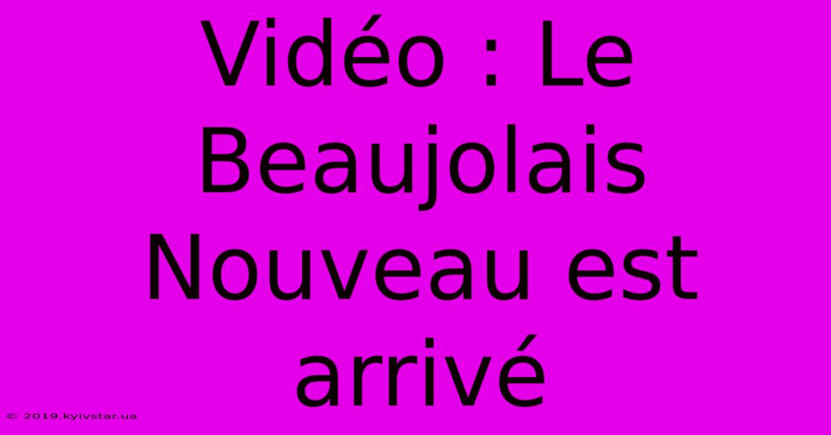 Vidéo : Le Beaujolais Nouveau Est Arrivé