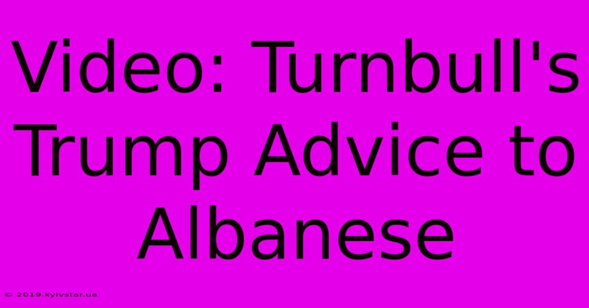 Video: Turnbull's Trump Advice To Albanese