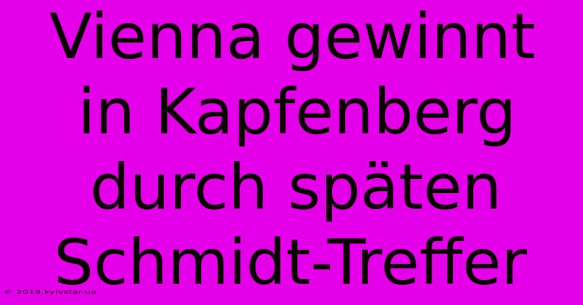 Vienna Gewinnt In Kapfenberg Durch Späten Schmidt-Treffer