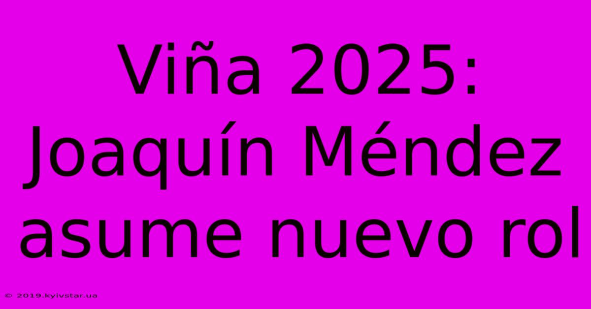 Viña 2025: Joaquín Méndez Asume Nuevo Rol