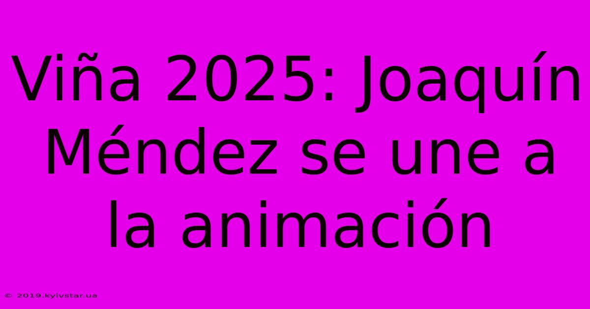 Viña 2025: Joaquín Méndez Se Une A La Animación