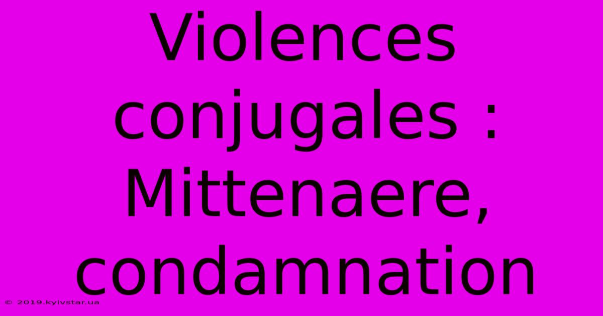 Violences Conjugales : Mittenaere, Condamnation 